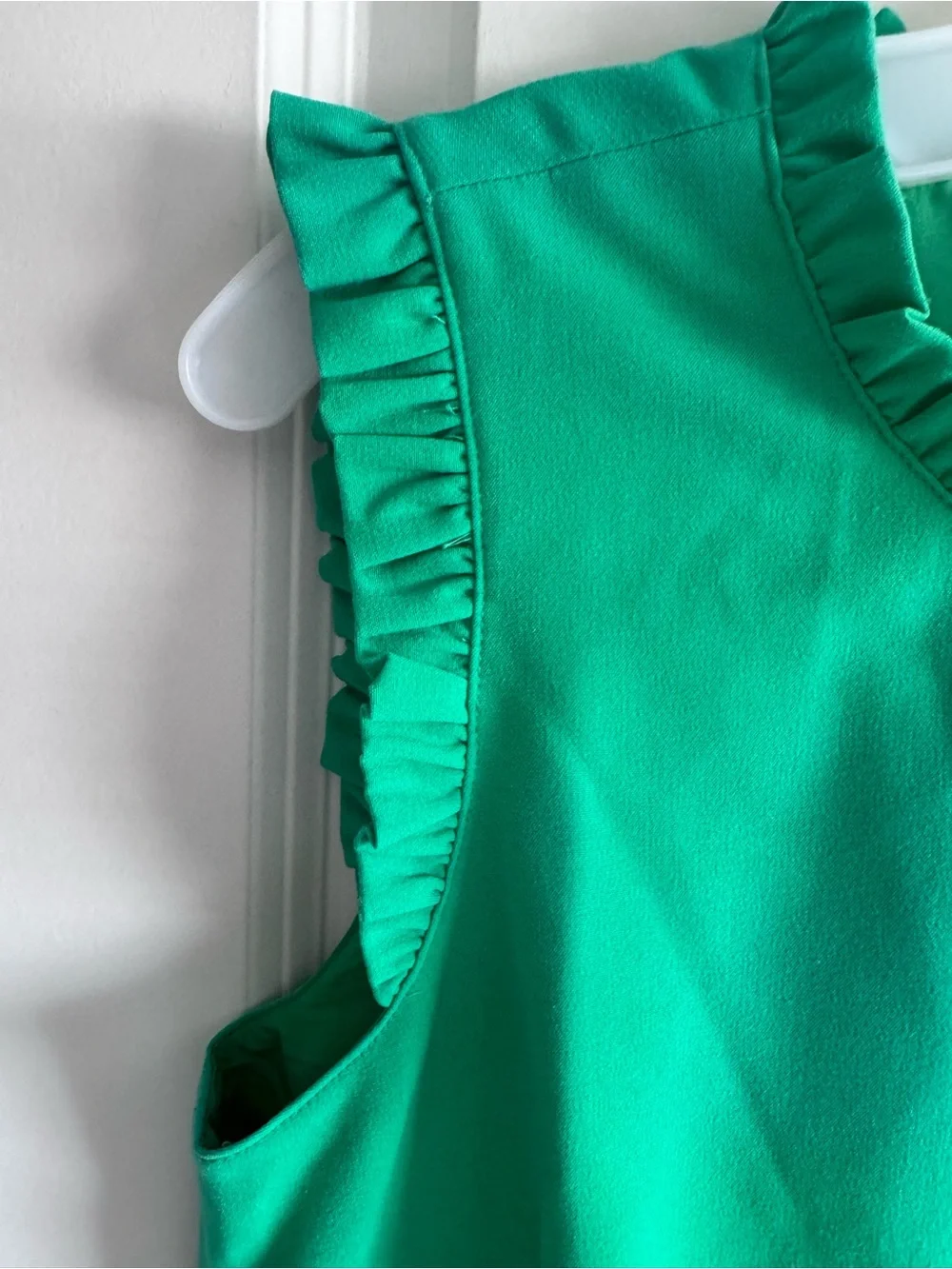 J. Crew Sleeveless Ruffle-Trim Shift Dress in Green